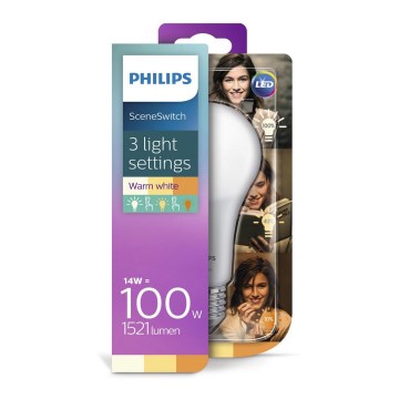 Ampoule LED Philips SCENE SWITCH A67 E27/14W/230V 2200K-2700K