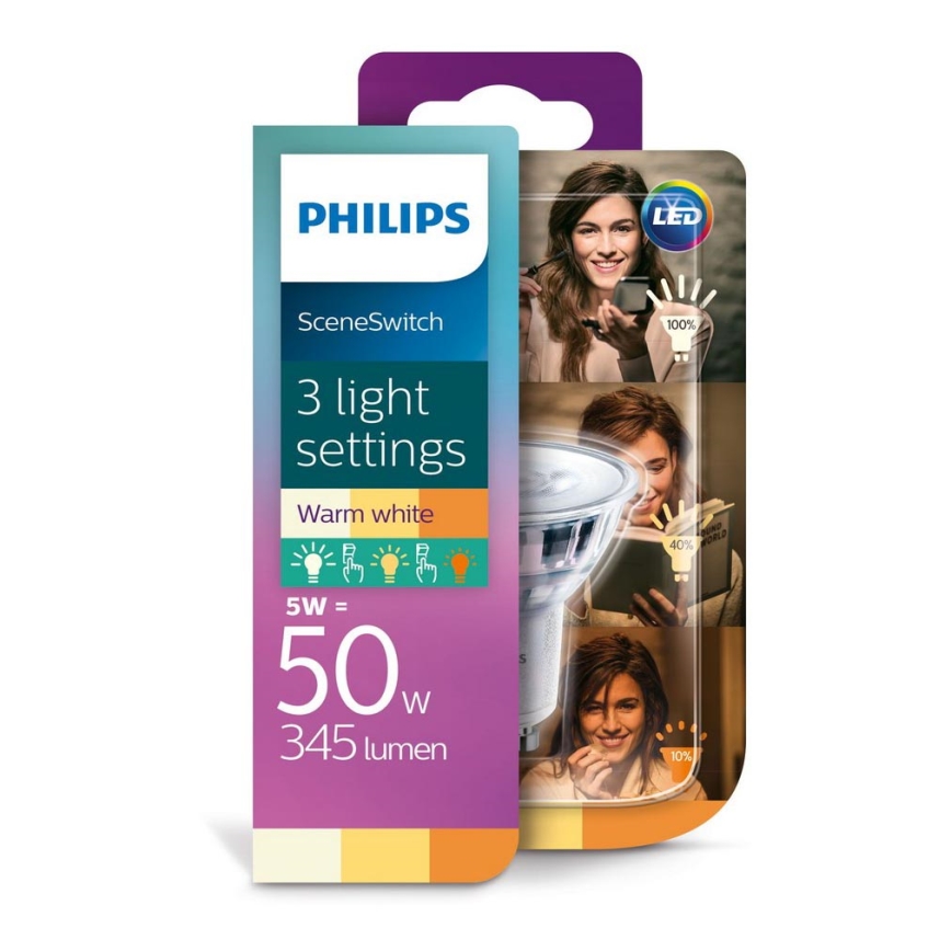 Ampoule LED Philips SCENE SWITCH GU10/5W/230V 2200K-2700K