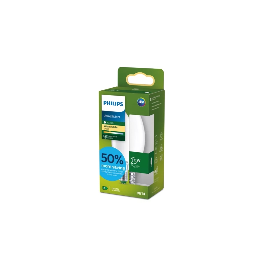 Ampoule LED Philips ULTRAEFFICIENT B35 E14, 1,2 W, 230 V, 2700 K