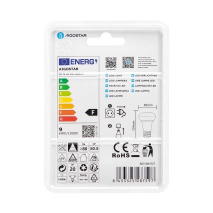 Ampoule LED R63 E27/9W/230V 3000K - Aigostar