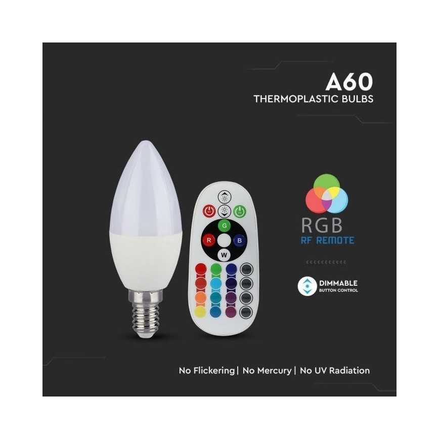 Ampoule LED RGB dimmable E14/3,5W/230V 6400K + télécommande