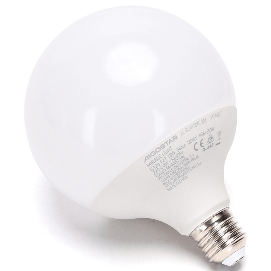 Ampoule LED RGB dimmable MESH G120 E27/18W/230V 6500K + télécommande - Aigostar