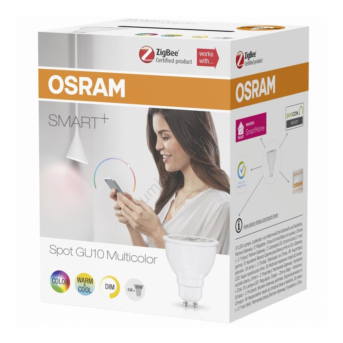 Ampoule LED RGBW à intensité variable INTELLIGENTE + GU10 / 6W / 230V