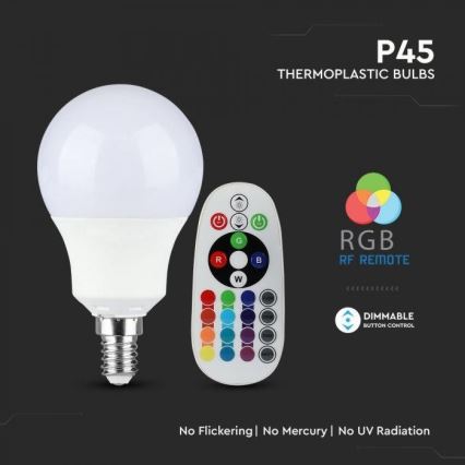 Ampoule LED RVB à intensité variable E14/3,5W/230V 4000K + télécommande