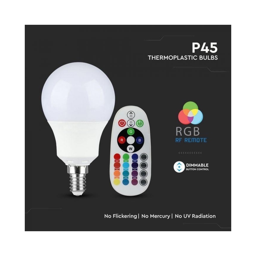 Ampoule LED RVB à intensité variable E14/3,5W/230V 4000K + télécommande