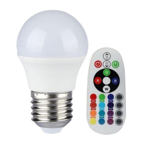 Ampoule LED RVB à intensité variable E27/3,5W/230V 3000K + télécommande