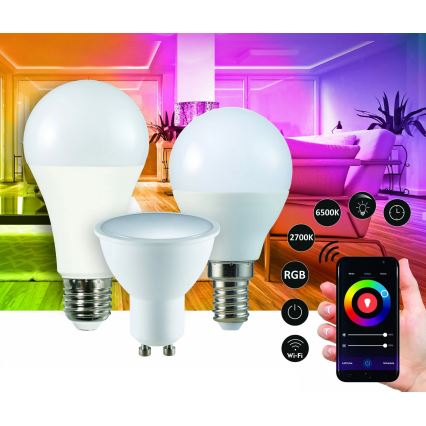 Ampoule LED RVBW à intensité variable A65 E27/11W/230V 2700-6500K Wi-Fi Tuya