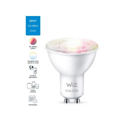 Ampoule LED RVBW à intensité variable PAR16 GU10/4,7W/230V 2200-6500K CRI 90 Wi-Fi - WiZ