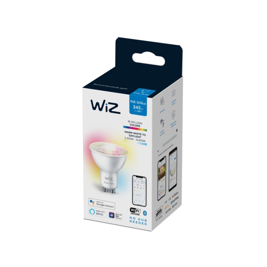 Ampoule LED RVBW à intensité variable PAR16 GU10/4,7W/230V 2200-6500K CRI 90 Wi-Fi - WiZ