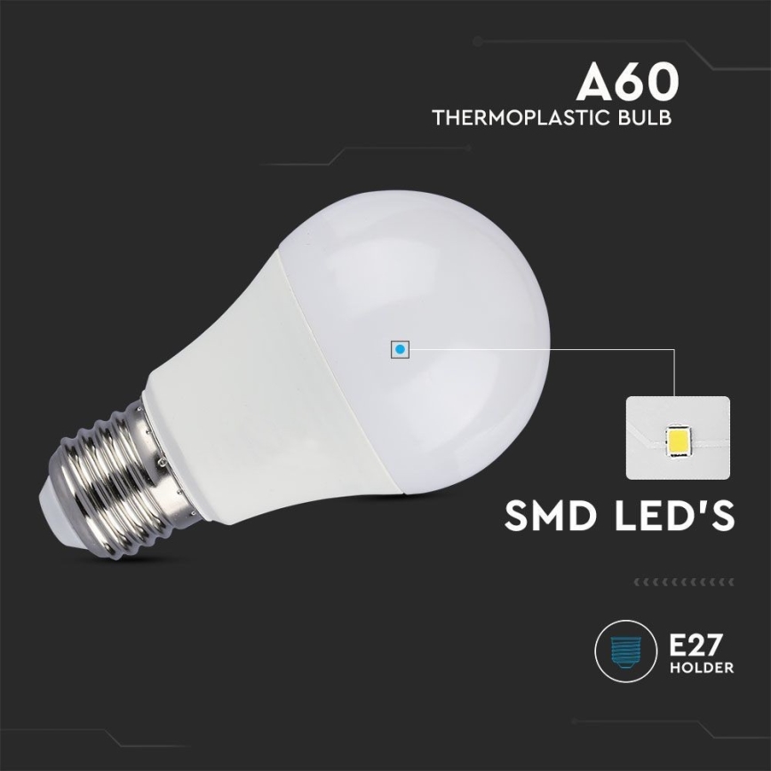 Ampoule LED SAMSUNG CHIP A60 E27/8,5W/230V 4000K