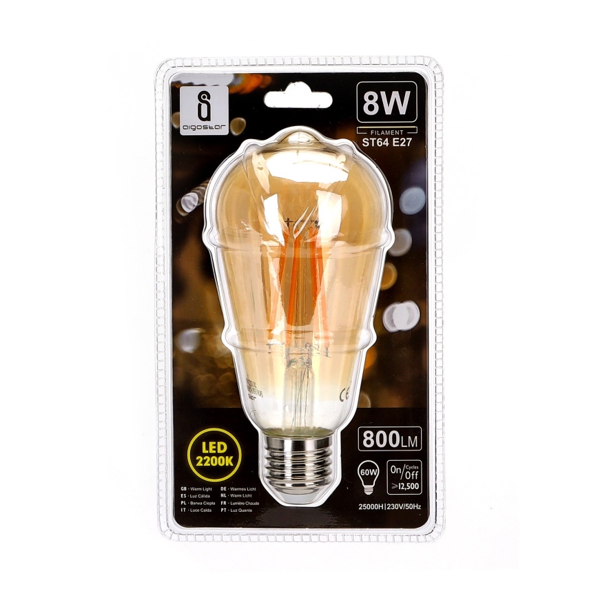 ampoule LED ST64 E27/8W/230V 2200K - Aigostar