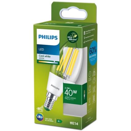Ampoule LED ULTRAEFFICACE VINTAGE Philips B35 E14/2,3W/230V 4000K