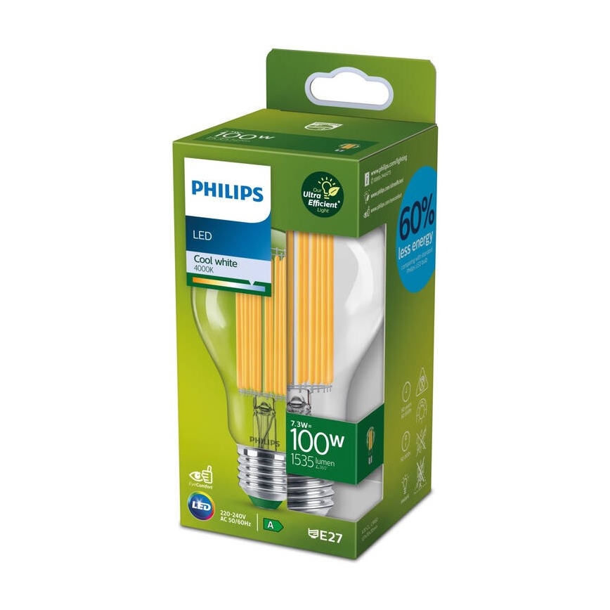 Ampoule LED ULTRAEFFICIENT FILAMENT Philips A60 E27/7,3W/230V 4000K