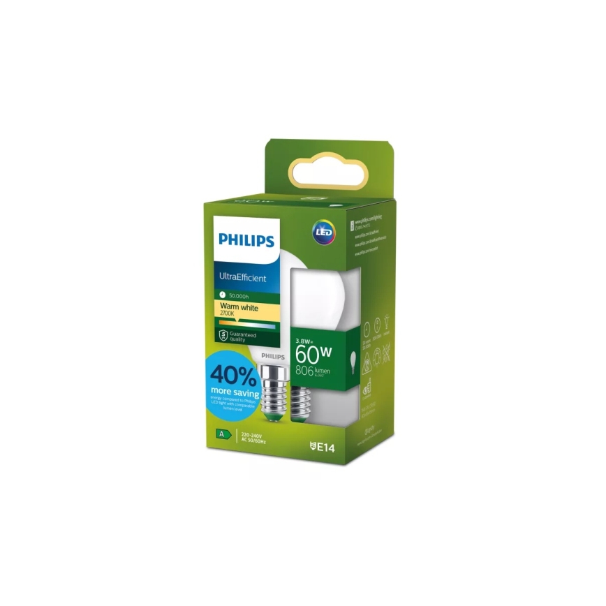 Ampoule LED ULTRAEFFICIENT Philips P45 E14/3,8W/230V 2700K