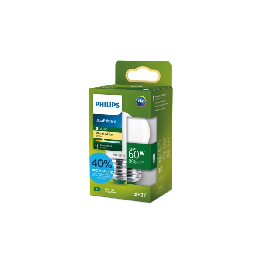 Ampoule LED ULTRAEFFICIENT Philips P45 E27/3,8W/230V 2700K