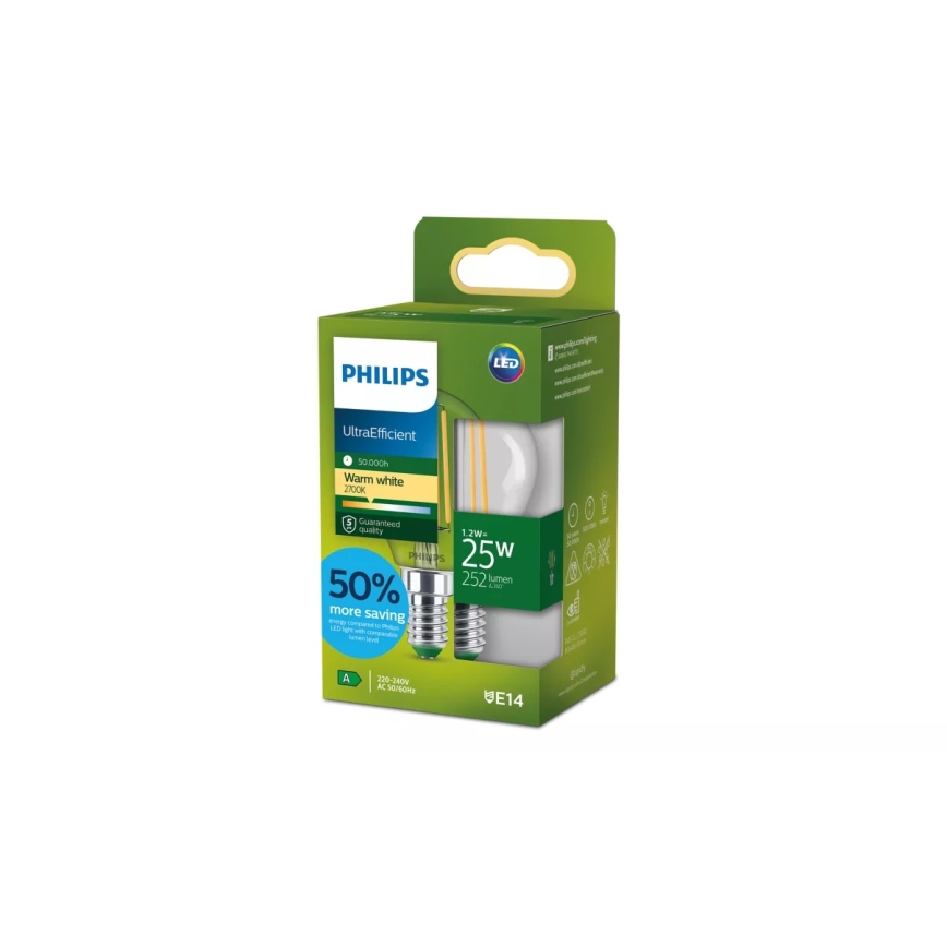 Ampoule LED ULTRAEFFICIENT VINTAGE Philips P45 E14/1,2W/230V 2700K