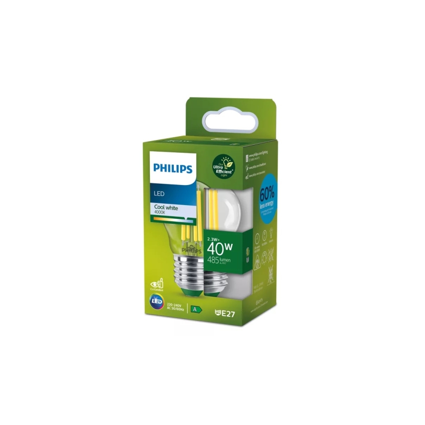 Ampoule LED ULTRAEFFICIENT VINTAGE Philips P45 E27/2,3W/230V 4000K