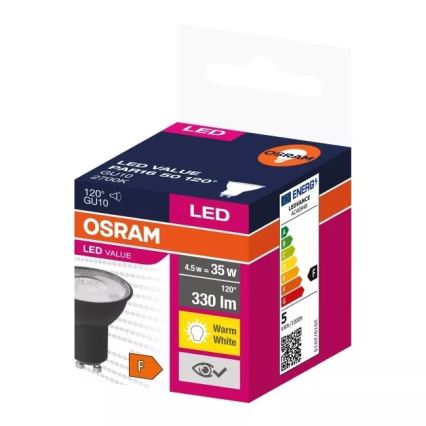 Ampoule LED VALUE PAR16 GU10/4,5W/230V 2700K 120° noir - Osram