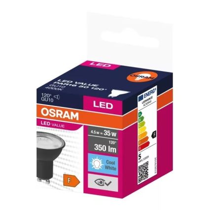 Ampoule LED VALUE PAR16 GU10/4,5W/230V 4000K 120° noir - Osram
