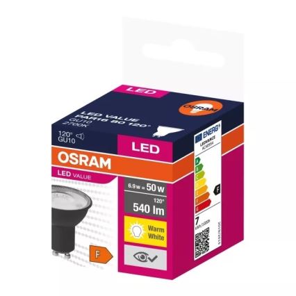 Ampoule LED VALUE PAR16 GU10/6,9W/230V 2700K 120° noir - Ledvance
