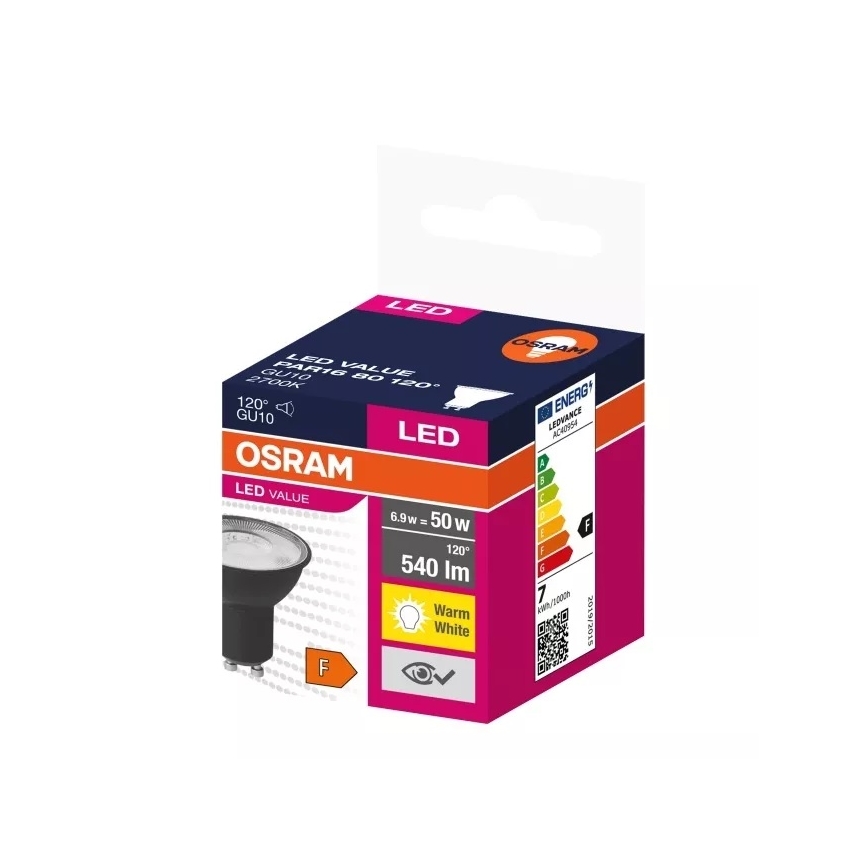 Ampoule LED VALUE PAR16 GU10/6,9W/230V 2700K 120° noir - Ledvance