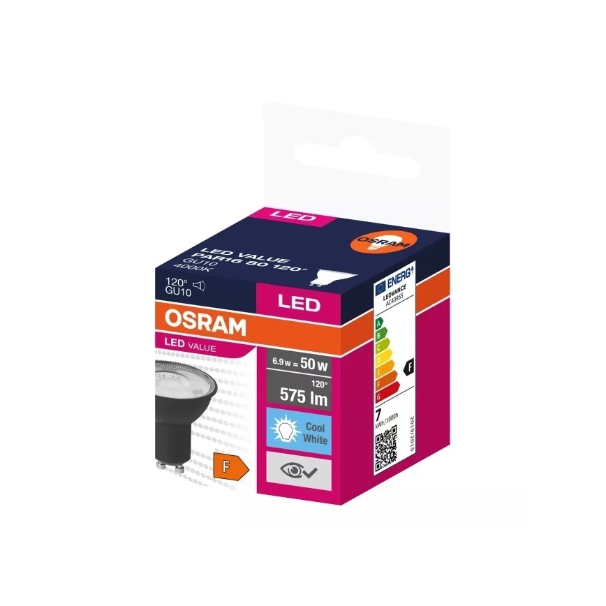 Ampoule LED VALUE PAR16 GU10/6,9W/230V 4000K 120° noir - Osram