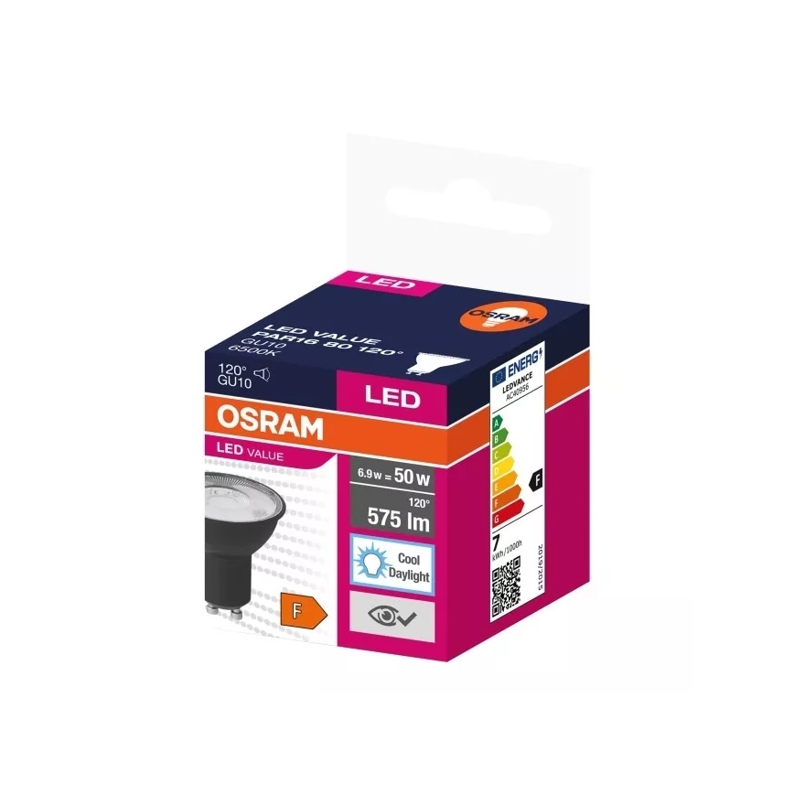 Ampoule LED VALUE PAR16 GU10/6,9W/230V 6500K 120° noir - Osram
