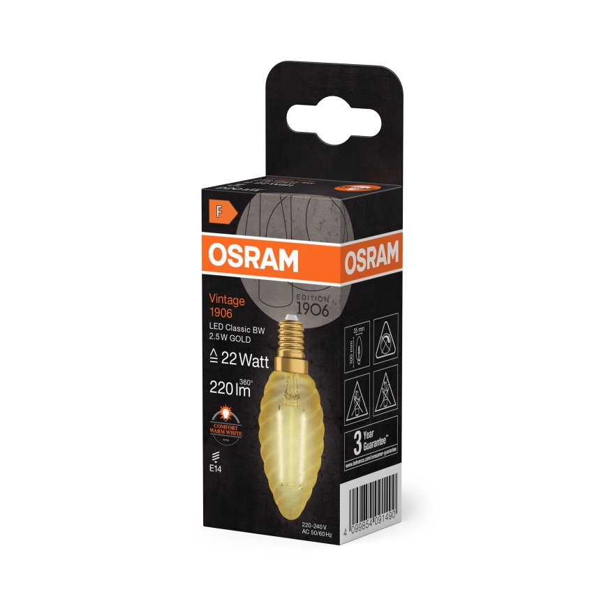 Ampoule LED VINTAGE à filament E14/2,5W/230V 2400K - Osram
