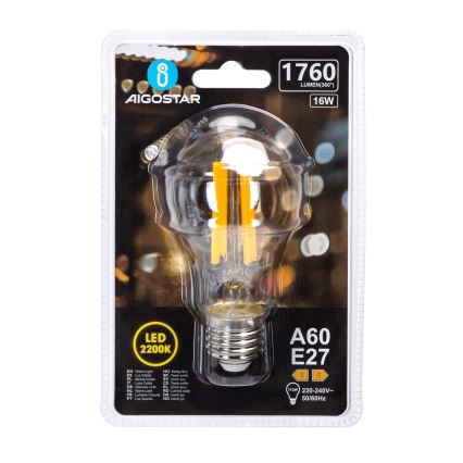 Ampoule LED VINTAGE A60 E27/16W/230V 2200K - Aigostar