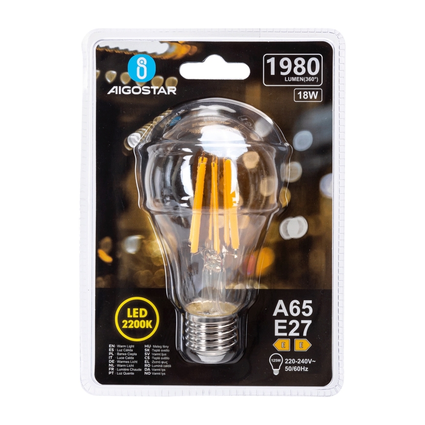 Ampoule LED VINTAGE A65 E27/18W/230V 2200K - Aigostar