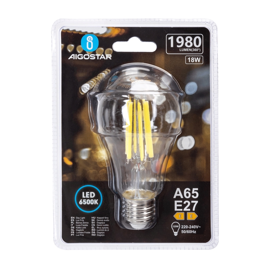 Ampoule LED VINTAGE A65 E27/18W/230V 6500K - Aigostar