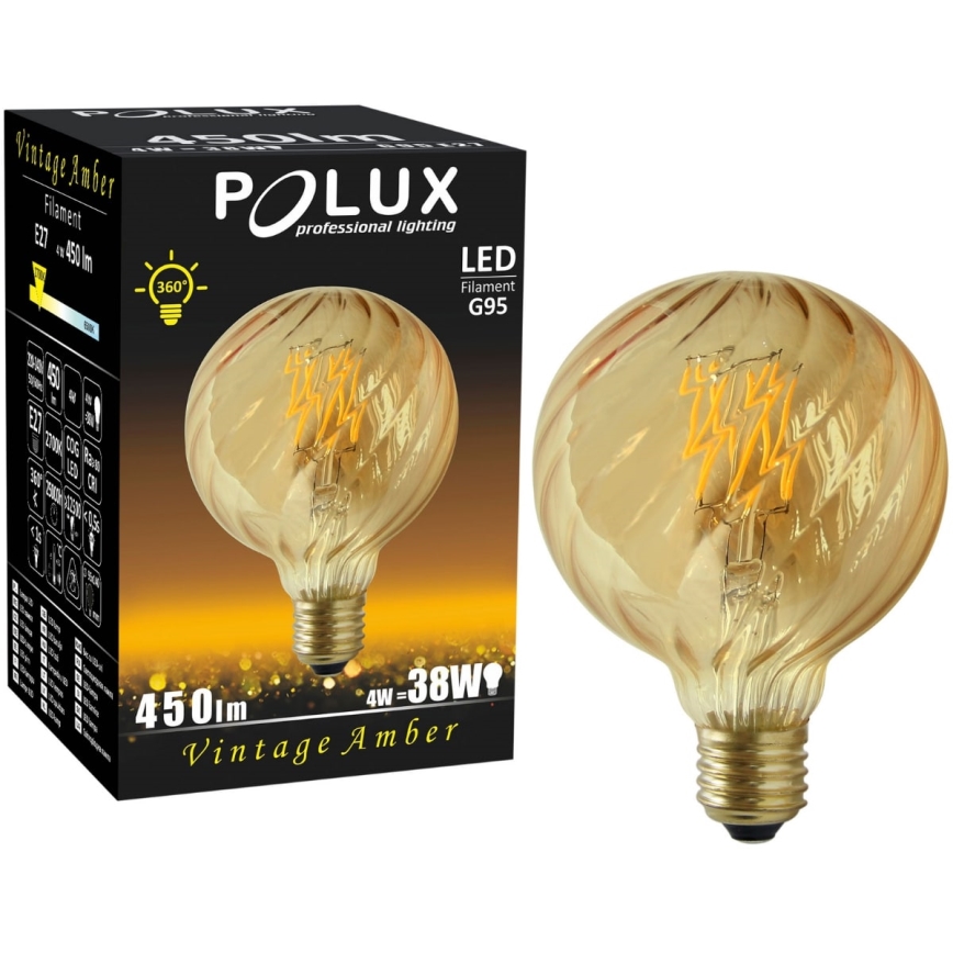 Ampoule LED VINTAGE AMBER G95 E27/4W/230V 2700K