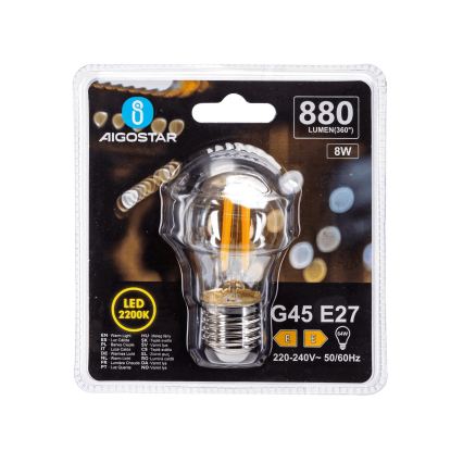 Ampoule LED VINTAGE G45 E27/8W/230V 2200K - Aigostar