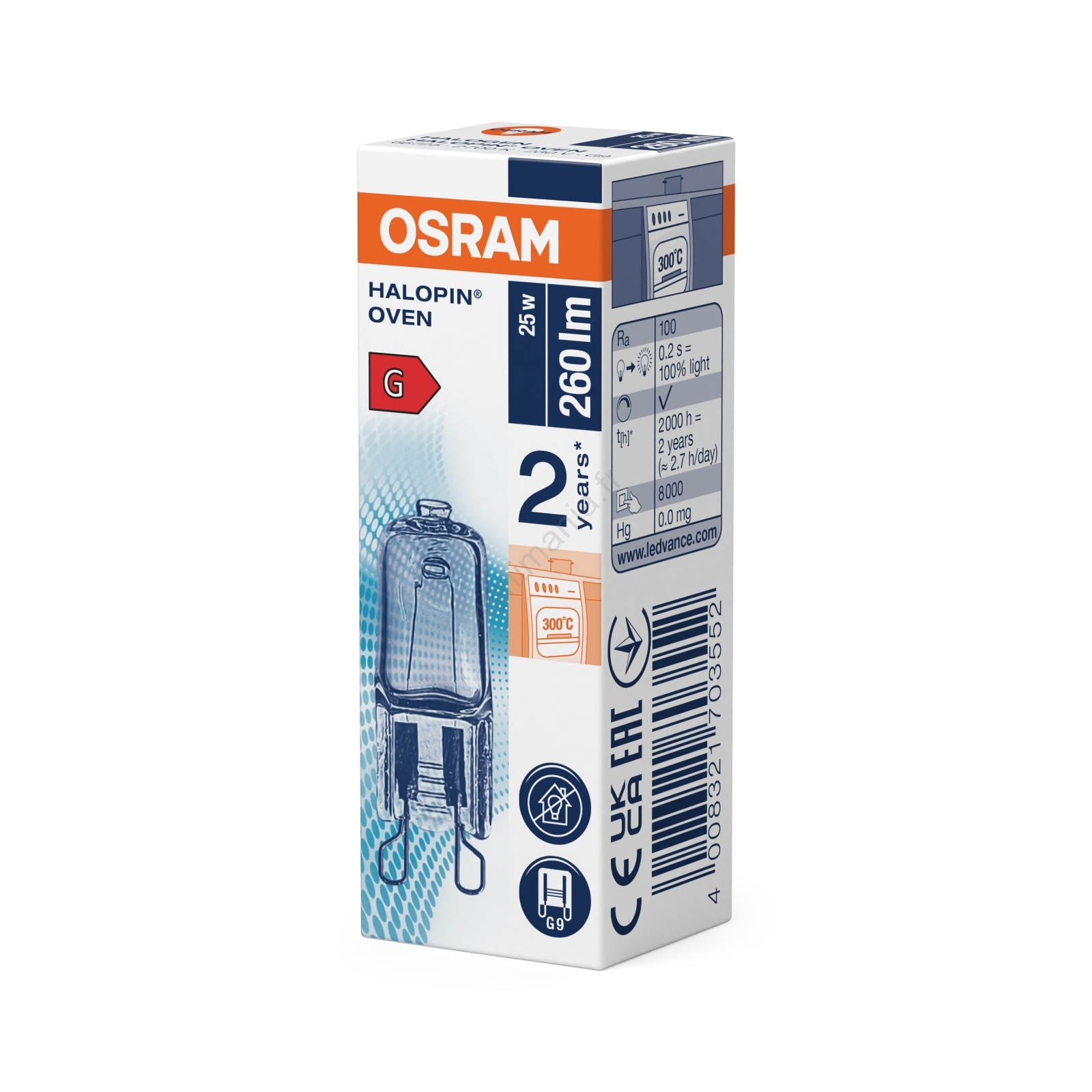 Ampoule Halogène G9 25W 230V Pour Four - Résiste à 300°C, Dimmable, Blanc Chaud 2700K - Lot De 4