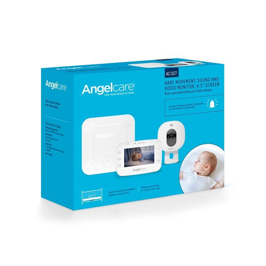 Angelcare - Lot Moniteur de respiration 16x16 cm + babyphone vidéo USB