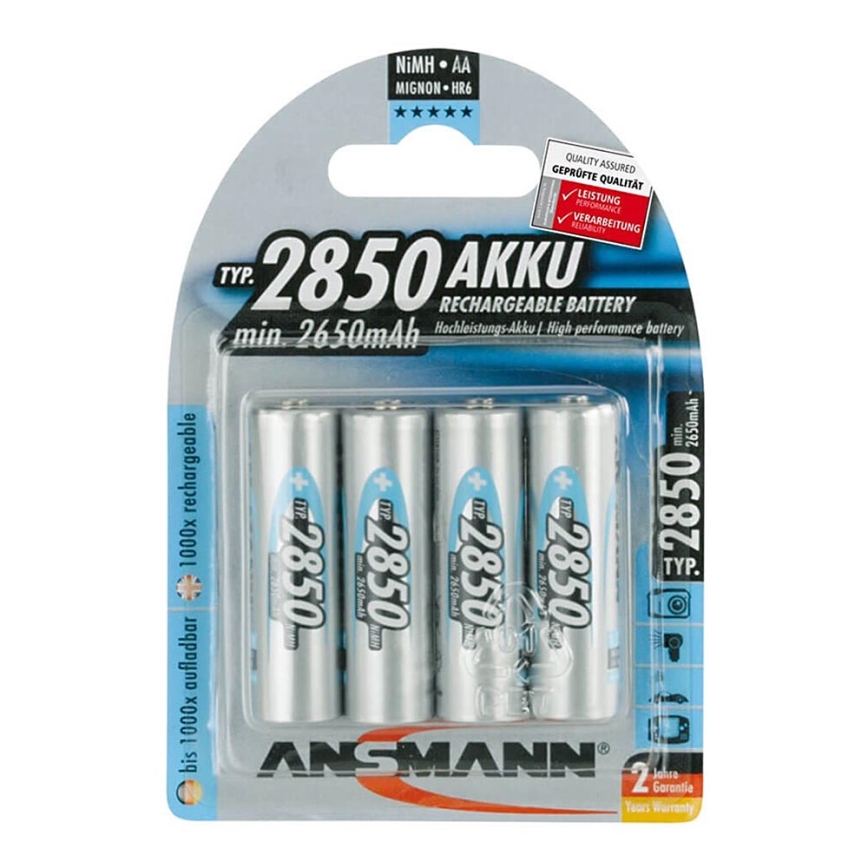 Ansmann 07522 Mignon AA - 4 pc Pile rechargeable NiMH/1,2V/2850mAh