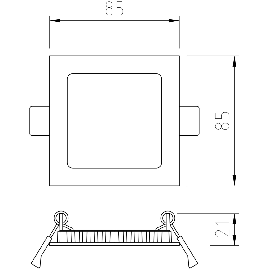 APLED - Spot encastrable de salle de bain LED SQUARE LED/3W/230V IP41 85x85 mm