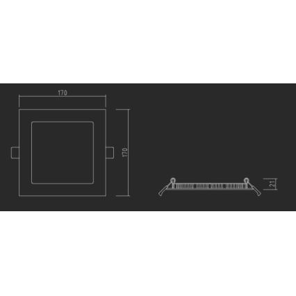 APLED - Spot encastrable de salle de bain SQUARE LED/12W/230V IP40 17x17 cm blanc