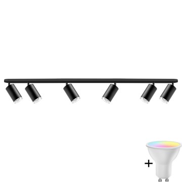 Applique de salle de bain LED RGBW dimmable TURYN 6xGU10/6,5W/230V 2700-6500K Wi-Fi IP44 noire