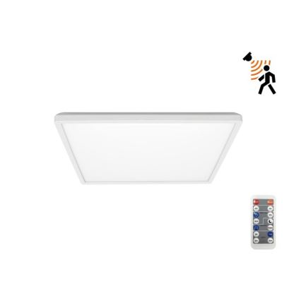 Applique LED pour salle de bain avec détecteur de mouvement et crépuscule NIVERA LED/12W/230V IP54 3000/4000/6000K 22,5x22,5 cm blanc + télécommande