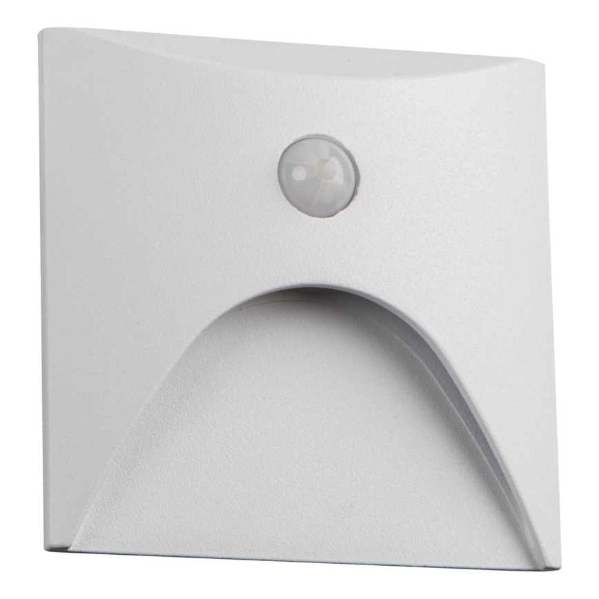 Applique LED pour escalier avec détecteur de mouvement et capteur crépusculaire EXIN LED/2,5W/230V 3000K IP65 blanche carrée