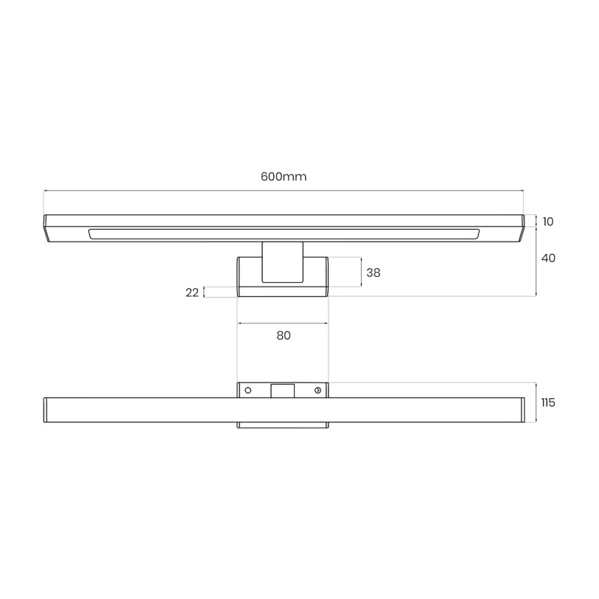 Applique LED SHINE pour miroir de salle de bains, 13,8 W, 230 V, 60 cm, IP44, dorée