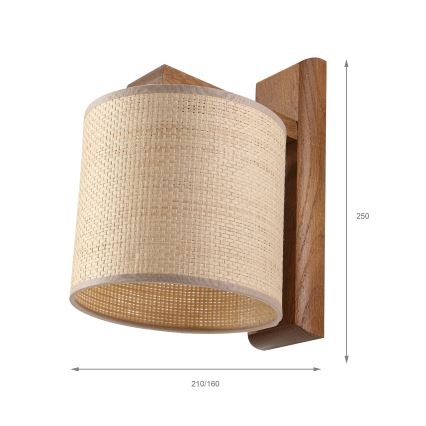 Applique murale AIDA 1xE27/15W/230V chêne/raffia