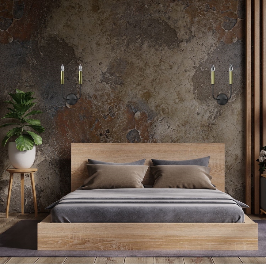 Applique murale AKASYA 2xE14/15W/230V noir/doré