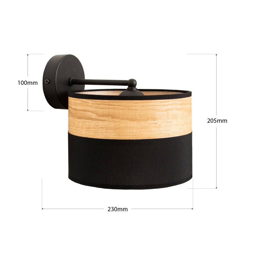 Applique murale ALBA 1xE27/15W/230V noir/marron