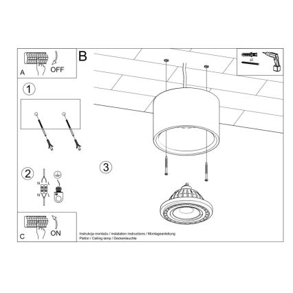 Applique murale BASIC AR111 1xGU10/40W/230V béton