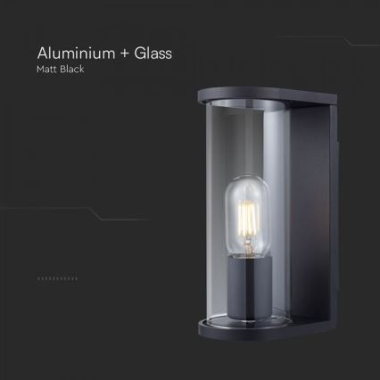 Applique murale d'extérieur 1xE27/60W/230V IP44 noire/verre fumé