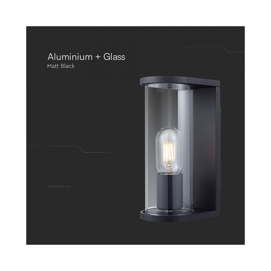 Applique murale d'extérieur 1xE27/60W/230V IP44 noire/verre fumé