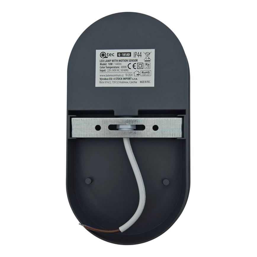 Applique murale d'extérieur à LED avec détecteur de mouvement LED/18W/230V IP44 anthracite