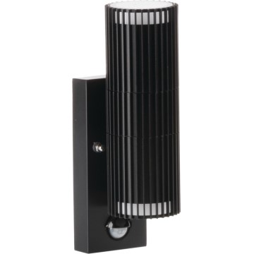 Applique murale d'extérieur à spots avec détecteur de mouvement et détecteur crépusculaire RADILO 2xGU10/11W/230V IP44 noire